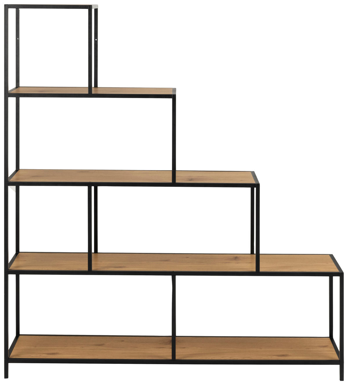 REGAL 135/150/35 cm črna, barve hrasta  - črna/barve hrasta, Trend, kovina/leseni material (135/150/35cm) - Carryhome