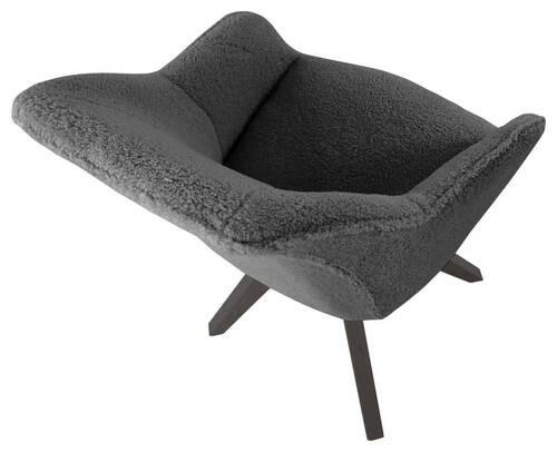 ARMLEHNSTUHL drehbar  in Bouclé, Teddystoff  - Anthrazit/Schwarz, Design, Holz/Textil (60/83/65cm) - Landscape