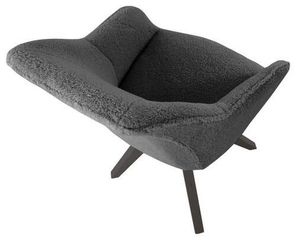 ARMLEHNSTUHL  in Bouclé, Teddystoff  - Anthrazit/Schwarz, Design, Holz/Textil (60/83/65cm) - Landscape