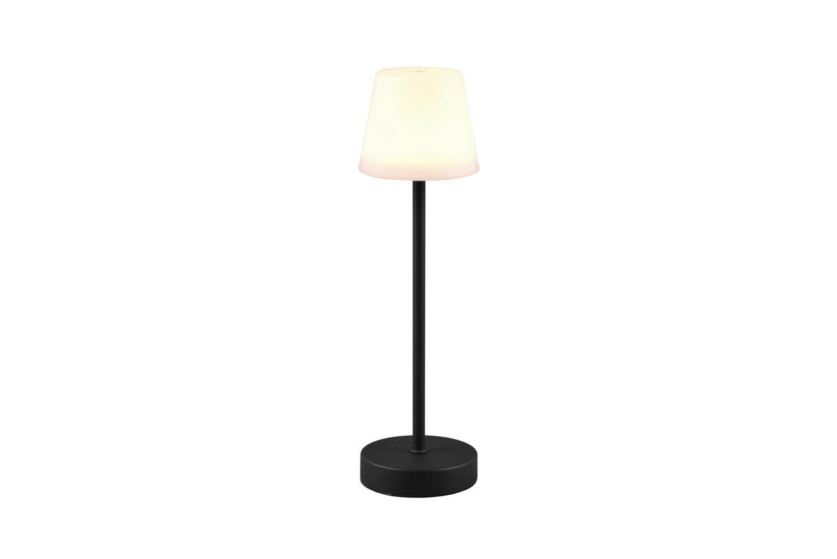 STOLNÍ LAMPA NA BATERIE, tlačítkový spínač, 11,00/39,00 cm  - bílá/černá, Konvenční, kov/plast (11,00/39,00cm)