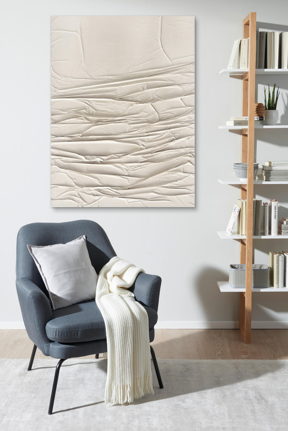 ÖLGEMÄLDE Abstraktes 90/120 cm  - Beige, Design, Holz/Papier (90/120cm) - Monee