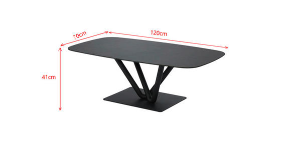 COUCHTISCH 120/70/41 cm Anthrazit, Schwarz - Anthrazit/Schwarz, Design, Keramik/Metall (120/70/41cm) - Novel