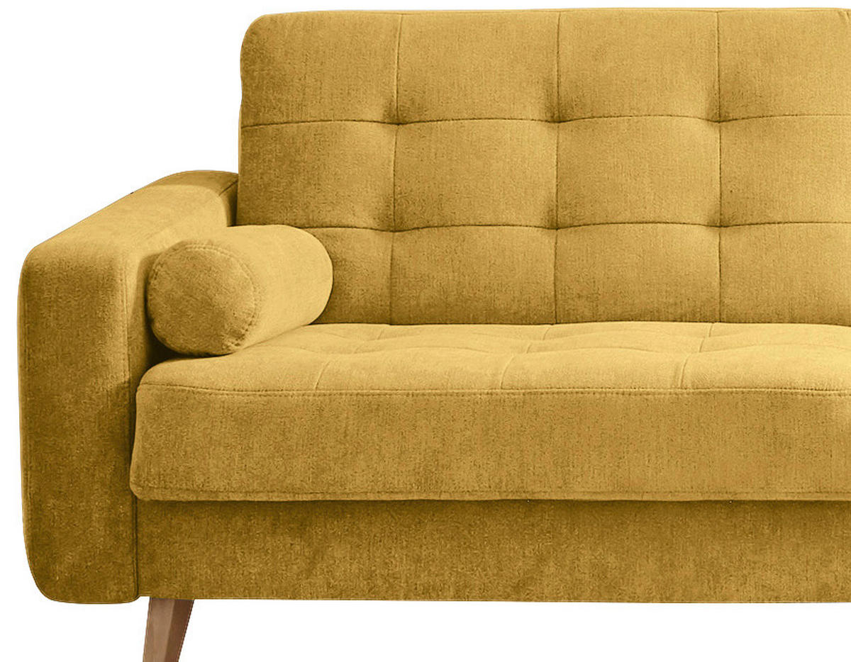 KANAPÉÁGY sárga  - sárga/tölgyfa, Modern, faalapú anyag/textil (222/86/90cm) - MID.YOU