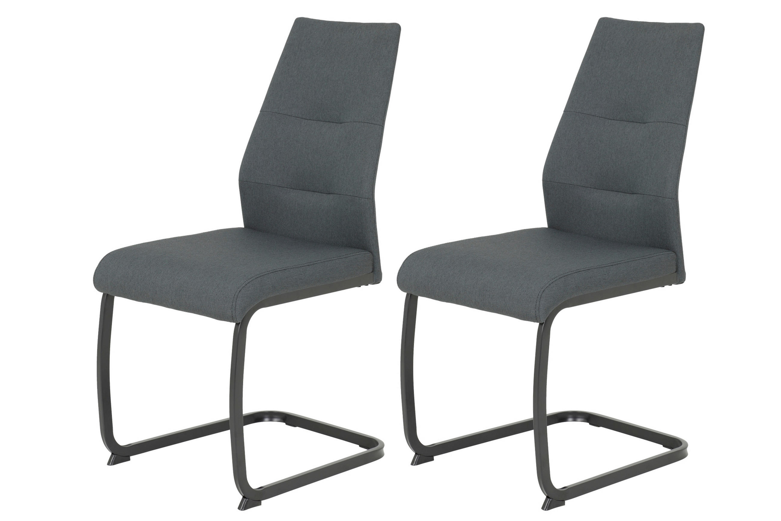 SCHWINGSTUHL-SET 2 Stück  in Stahl Mikrofaser  - Anthrazit/Schwarz, MODERN, Textil/Metall (42/89/59cm) - MID.YOU