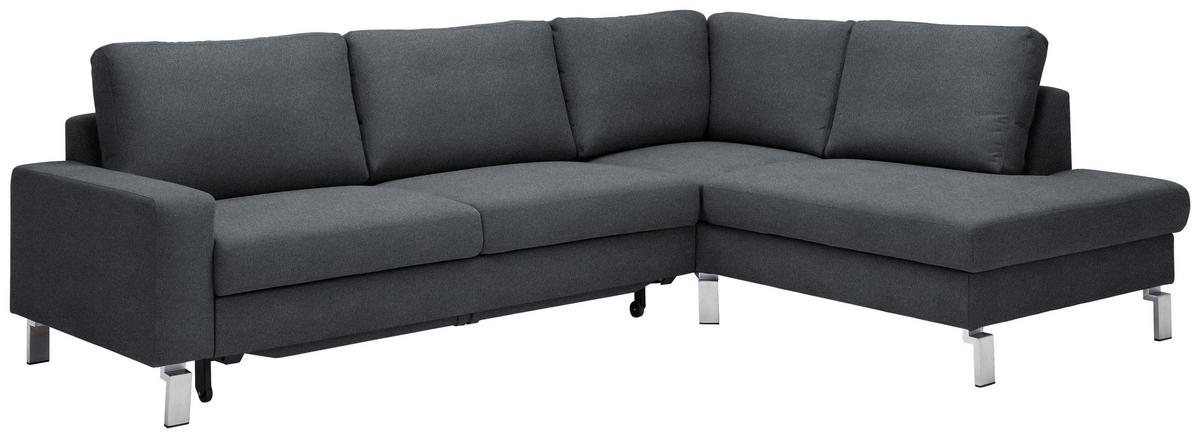 ECKSOFA in Flachgewebe Anthrazit  276/200 cm  - Chromfarben/Anthrazit, Design, Textil/Metall (276/200cm) - Hom`in