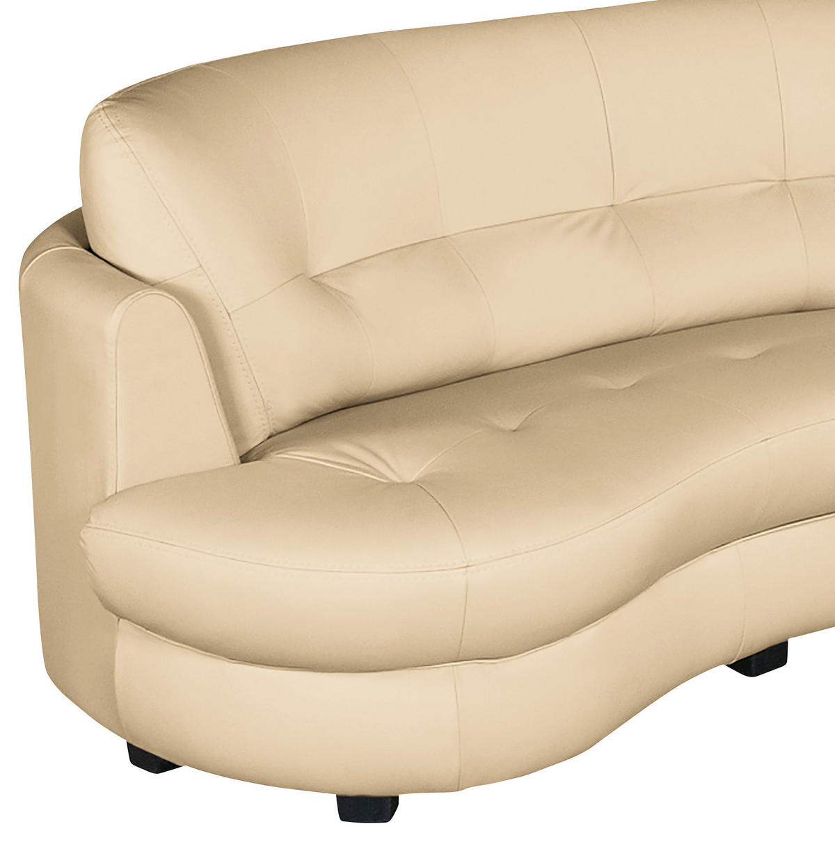 ECKSOFA Beige Echtleder Lederlook  - Beige/Schwarz, Design, Leder/Kunststoff (300/113cm) - Livetastic