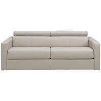 SCHLAFSOFA Creme Echtleder  - Creme/Schwarz, Design, Leder/Kunststoff (185/93/98cm) - Novel