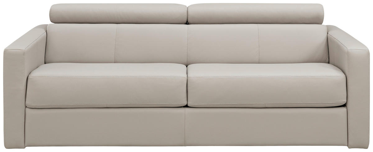 SCHLAFSOFA Creme Echtleder  - Creme/Schwarz, Design, Leder/Kunststoff (185/93/98cm) - Novel
