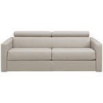 SCHLAFSOFA  in Echtleder Creme  - Creme/Schwarz, Design, Leder/Kunststoff (185/93/98cm) - Novel