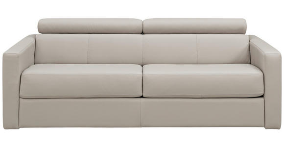 SCHLAFSOFA  in Echtleder Creme  - Creme/Schwarz, Design, Leder/Kunststoff (185/93/98cm) - Novel