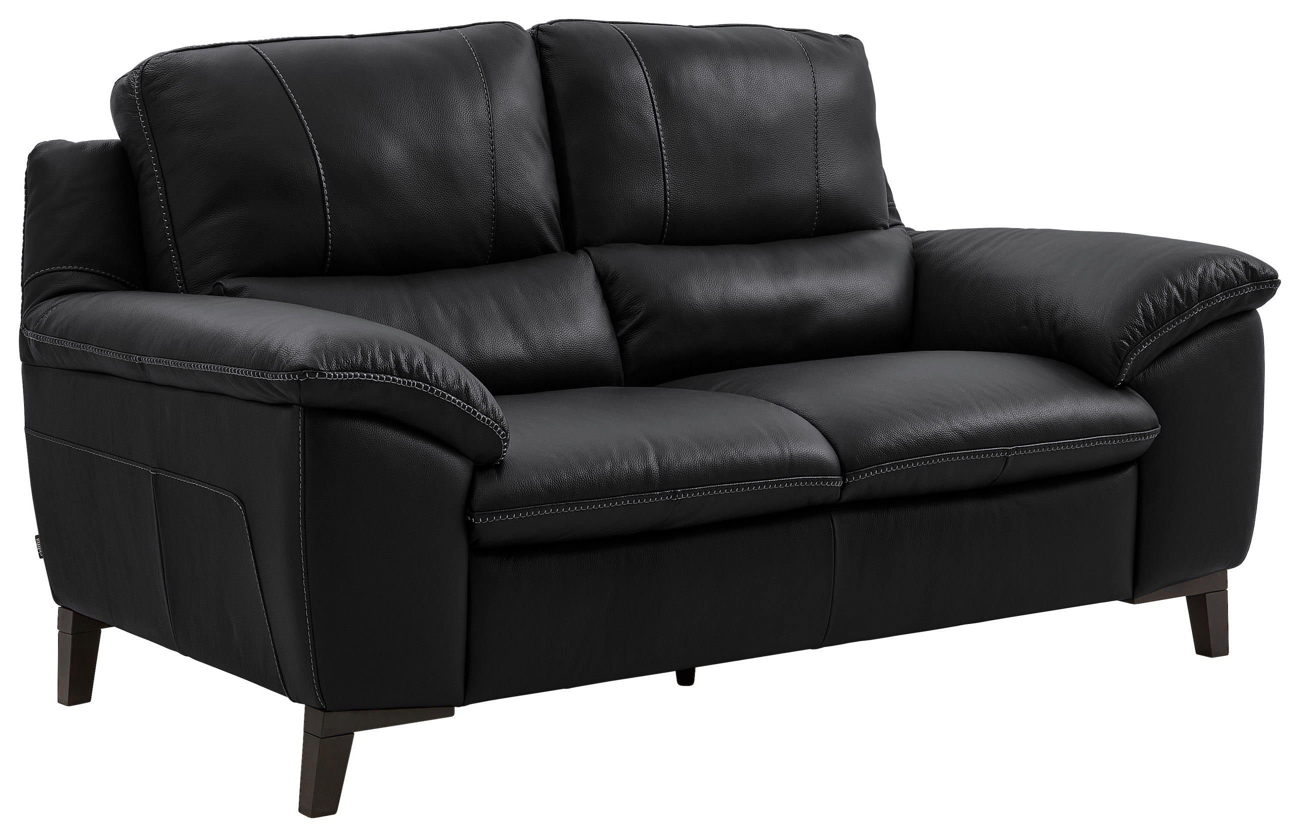 Thumbnail - Livetastic 2-Sitzer-Sofa, Schwarz, Leder, Kombination Echtleder/Lederlook, Semi-Anilinleder, 174x97x95 cm, Made in EU, R...