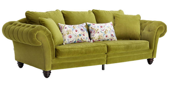 MEGASOFA in Samt Grün - Dunkelbraun/Grün, Design, Holz/Textil (273/85/110cm) - Ambia Home