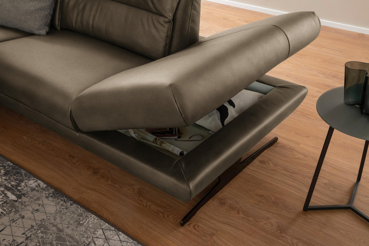 ECKSOFA Hellbraun Echtleder  - Hellbraun/Schwarz, Design, Leder/Metall (286/258cm) - Schöner Wohnen