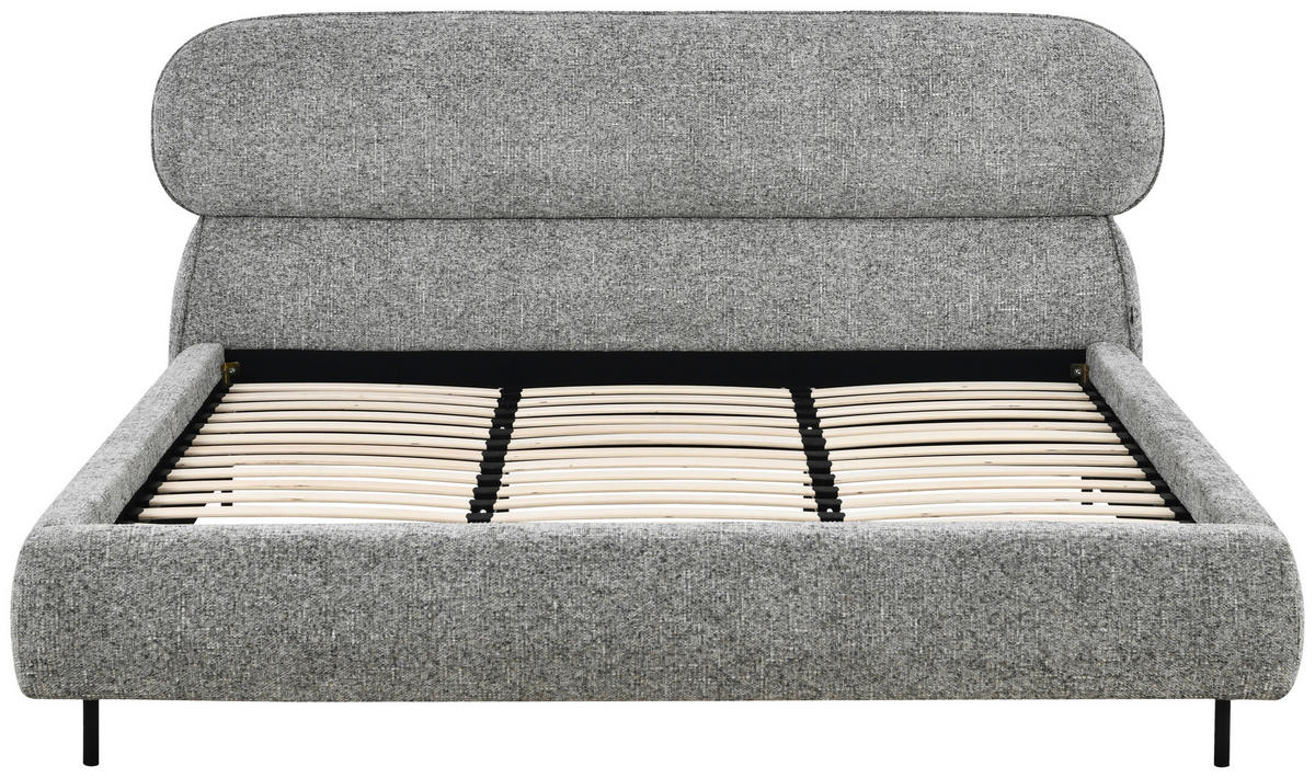 POLSTERBETT 180/200 cm,  in Eichefarben, gepolstertes Kopfteil, Lattenrost,  - Eichefarben/Schwarz, Design, Holz/Textil (180/200cm) - Boxxx