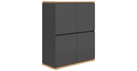 HIGHBOARD Graphitfarben, Eiche Artisan Einlegeböden  - Schwarz/Graphitfarben, MODERN, Holzwerkstoff (100/121/42cm) - Xora