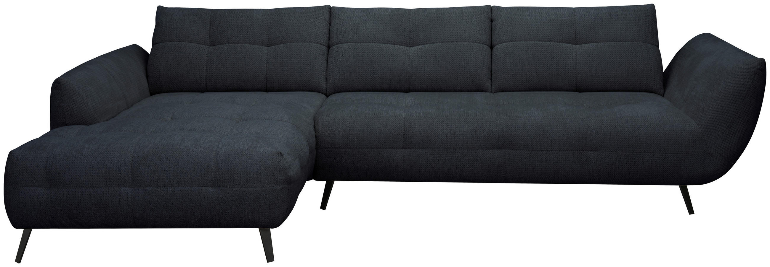 ECKSOFA Chenille Dunkelblau  - Schwarz/Dunkelblau, Konventionell, Textil/Metall (215/313cm) - Hom`in