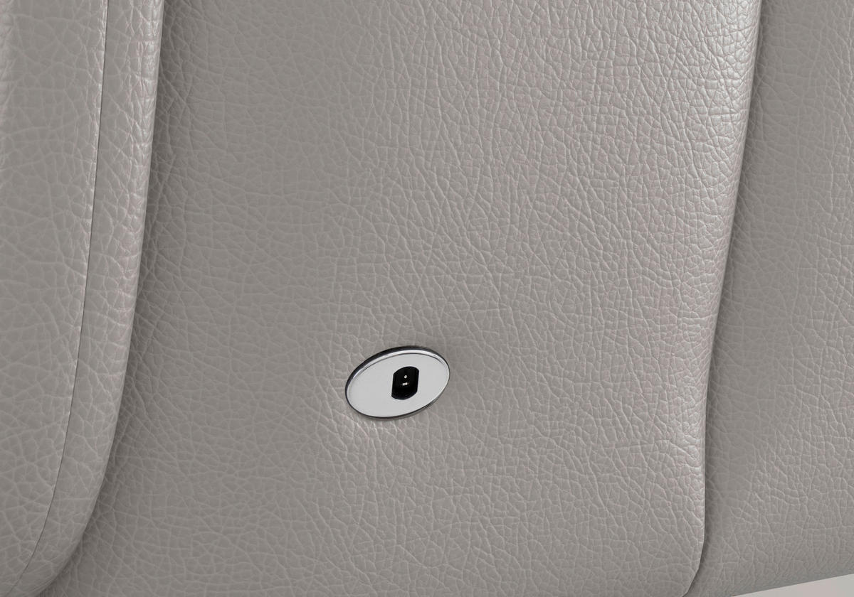 RELAXSESSEL TV TRIPLE SEVEN XTRA LARGE M2 Echtleder Kopfteilverstellung, Fußteilverstellung, Rücken echt    - Hellgrau/Schwarz, Basics, Leder/Metall (86/113/86cm) - Sit & More