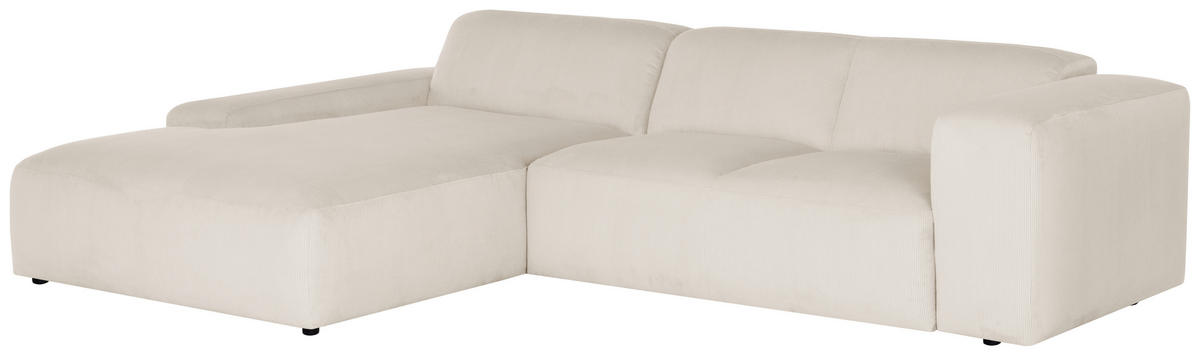 ECKSOFA HANNAH Creme Cord  - Creme/Schwarz, Design, Kunststoff/Textil (200/304cm) - MID.YOU