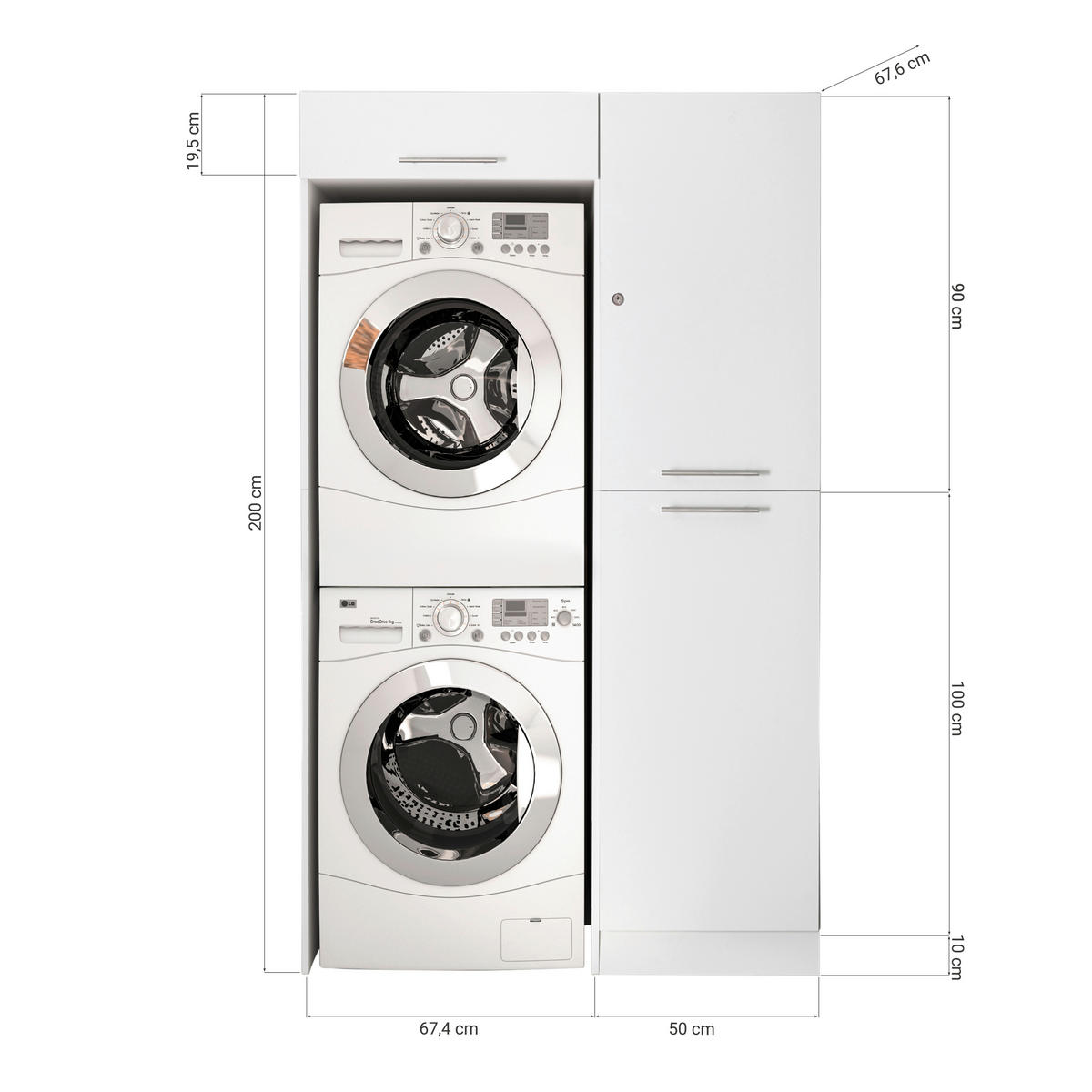 HAUSWIRTSCHAFTSRAUM 117/200/67,6 cm  in Weiß  - Weiß, KONVENTIONELL, Holzwerkstoff (117/200/67,6cm) - Respekta
