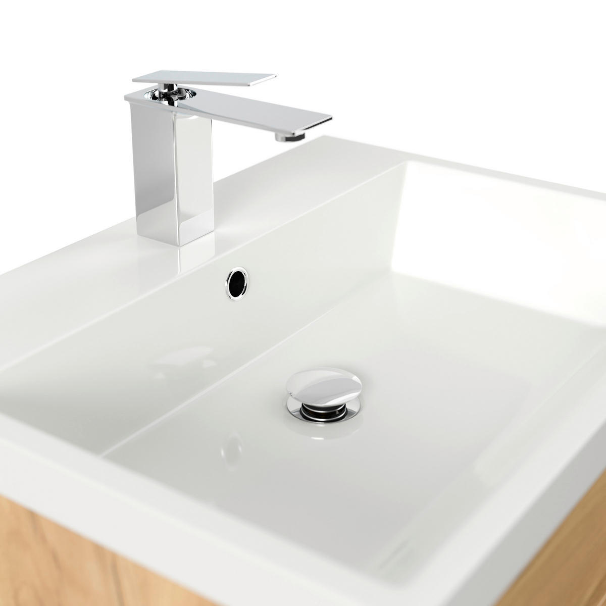 WASCHTISCHKOMBI 60 cm  - Eichefarben/Weiß, Basics, Keramik/Holzwerkstoff (60cm) - MID.YOU