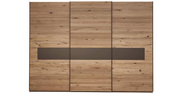 SCHIEBETÜRENSCHRANK 301,9/223,3/67,5 cm 3-türig Bronzefarben, Wildeiche  - Wildeiche/Bronzefarben, Natur, Glas/Holz (301,9/223,3/67,5cm) - Valnatura