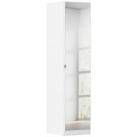 DREHTÜRENSCHRANK 47/197/54 cm,  in Weiß, 1-türig  - Alufarben/Weiß, KONVENTIONELL, Glas/Holzwerkstoff (47/197/54cm) - home24