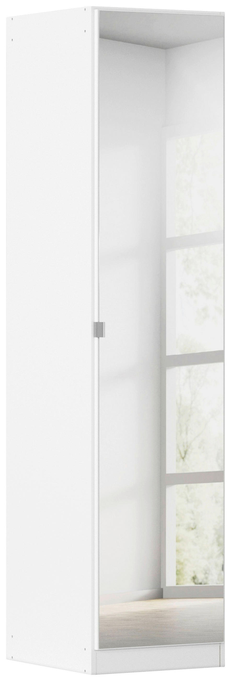 DREHTÜRENSCHRANK 47/197/54 cm,  in Weiß, 1-türig  - Alufarben/Weiß, KONVENTIONELL, Glas/Holzwerkstoff (47/197/54cm) - home24