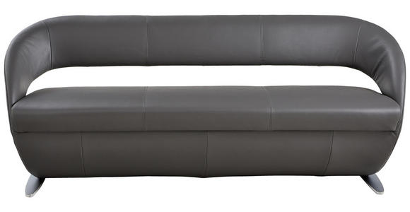 SITZBANK Echtleder Edelstahlfarben, Dunkelgrau - Edelstahlfarben/Dunkelgrau, Design, Leder/Metall (204/83/68cm) - Moderano