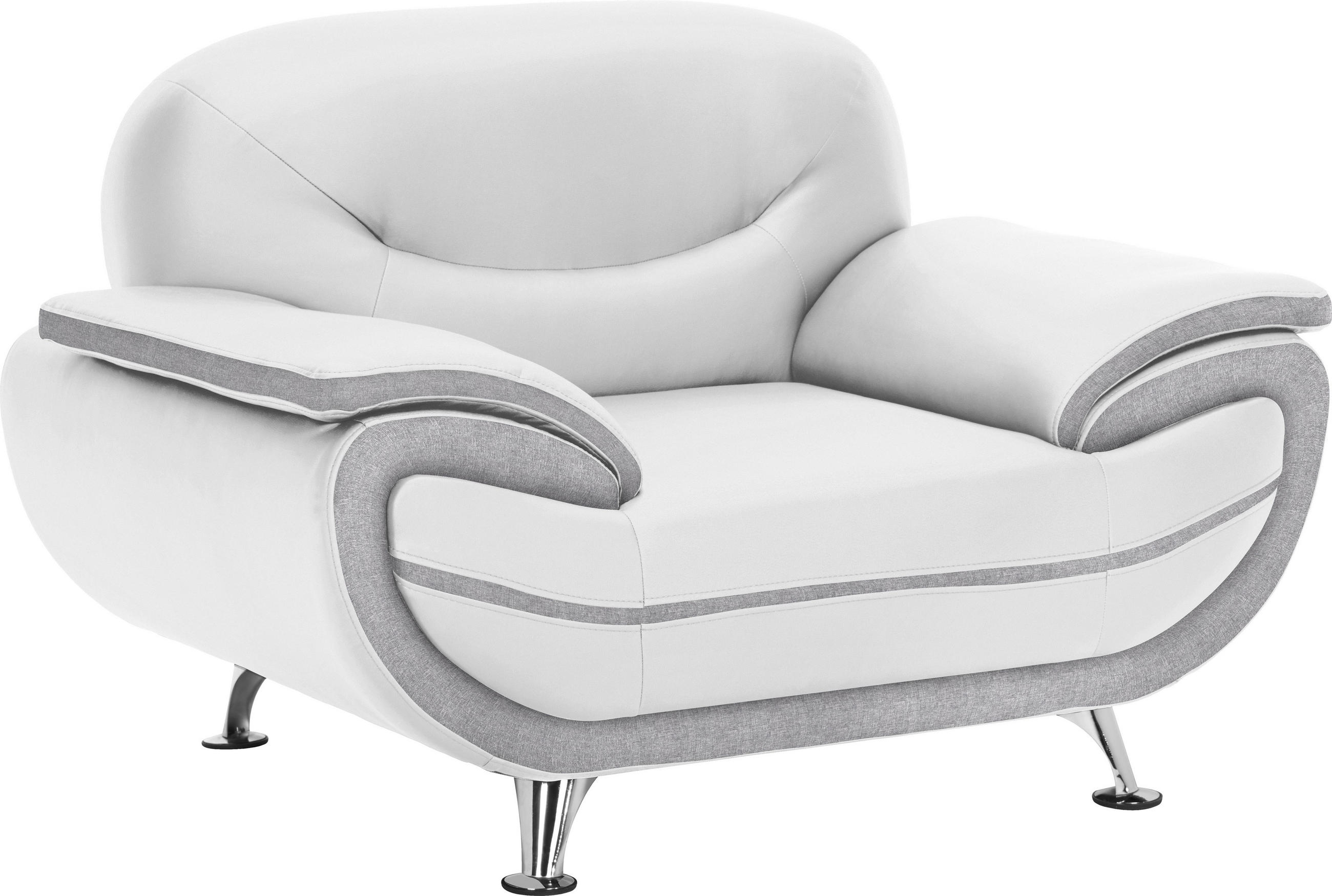 Sessel in Textil Grau, Weiß