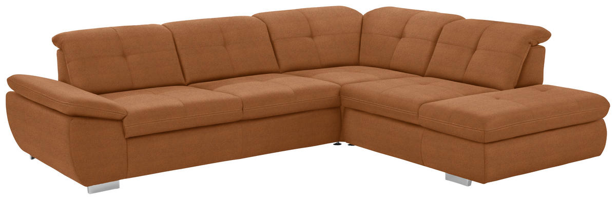 ECKSOFA in Mikrofaser Terracotta  318/260 cm  - Terracotta, Design, Textil/Metall (318/260cm) - Beldomo Speed
