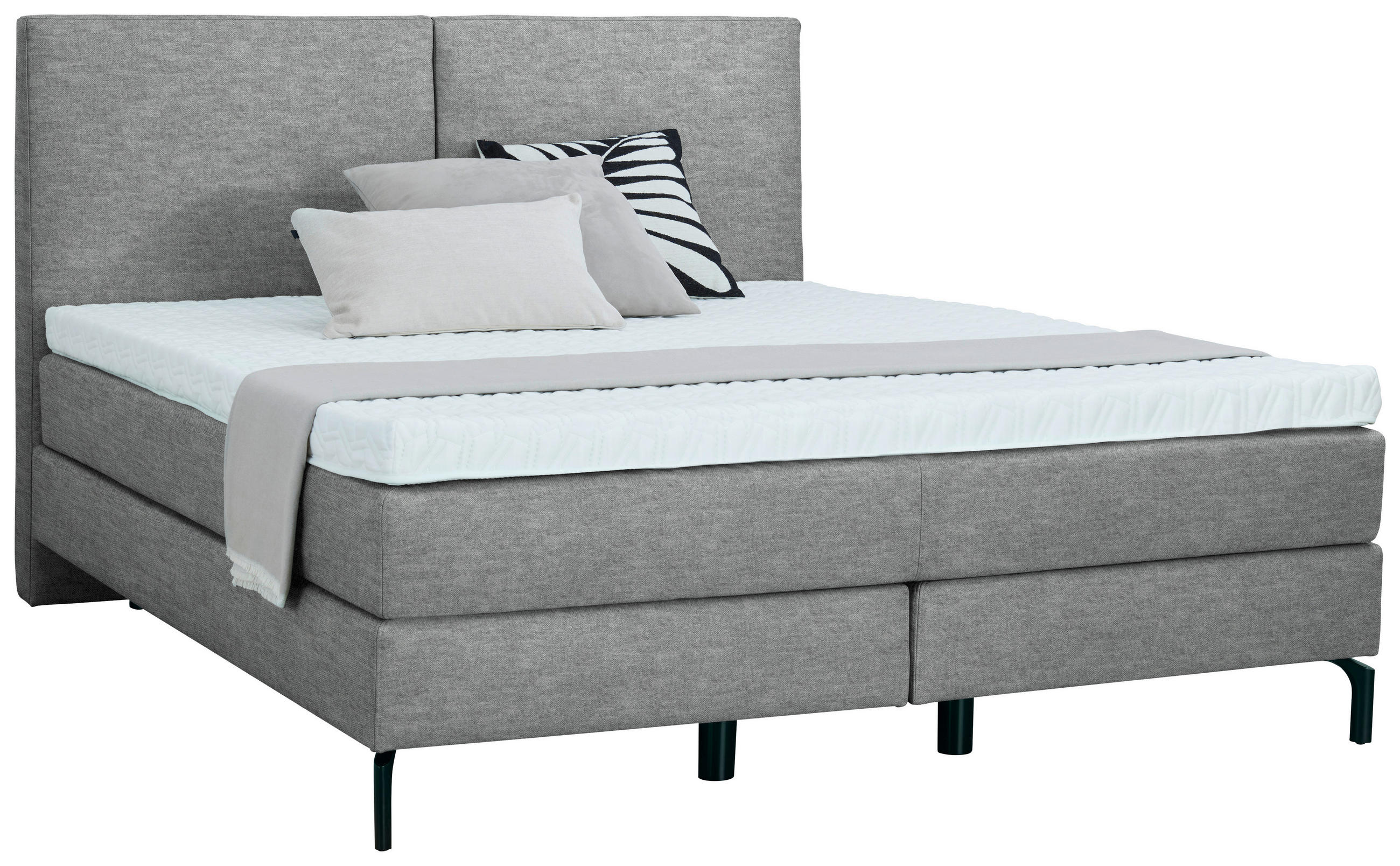 BOXSPRINGBETT 180/200 cm  in Grau  - Schwarz/Grau, KONVENTIONELL, Textil/Metall (180/200cm) - Dieter Knoll
