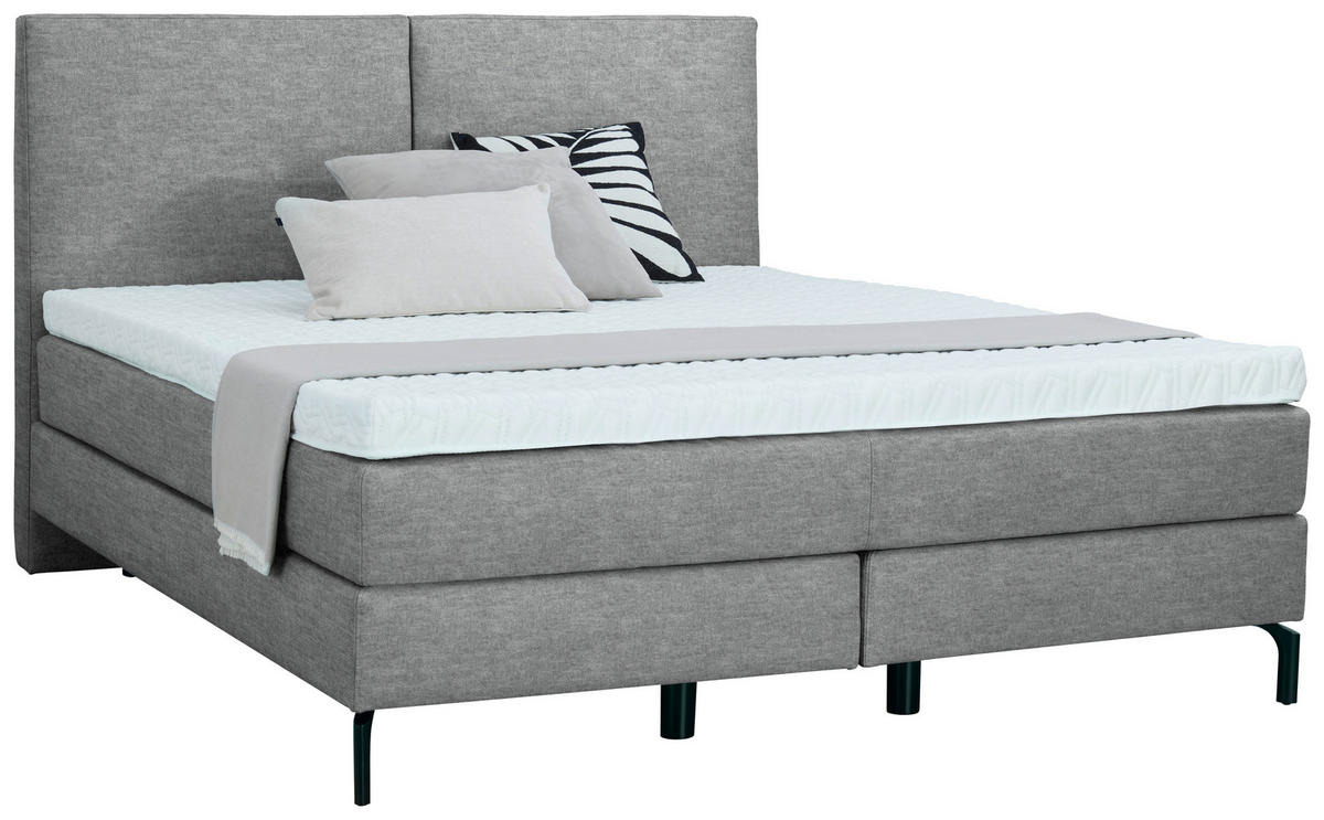 BOXSPRINGBETT 160/200 cm  in Grau  - Schwarz/Grau, Konventionell, Textil/Metall (160/200cm) - Dieter Knoll