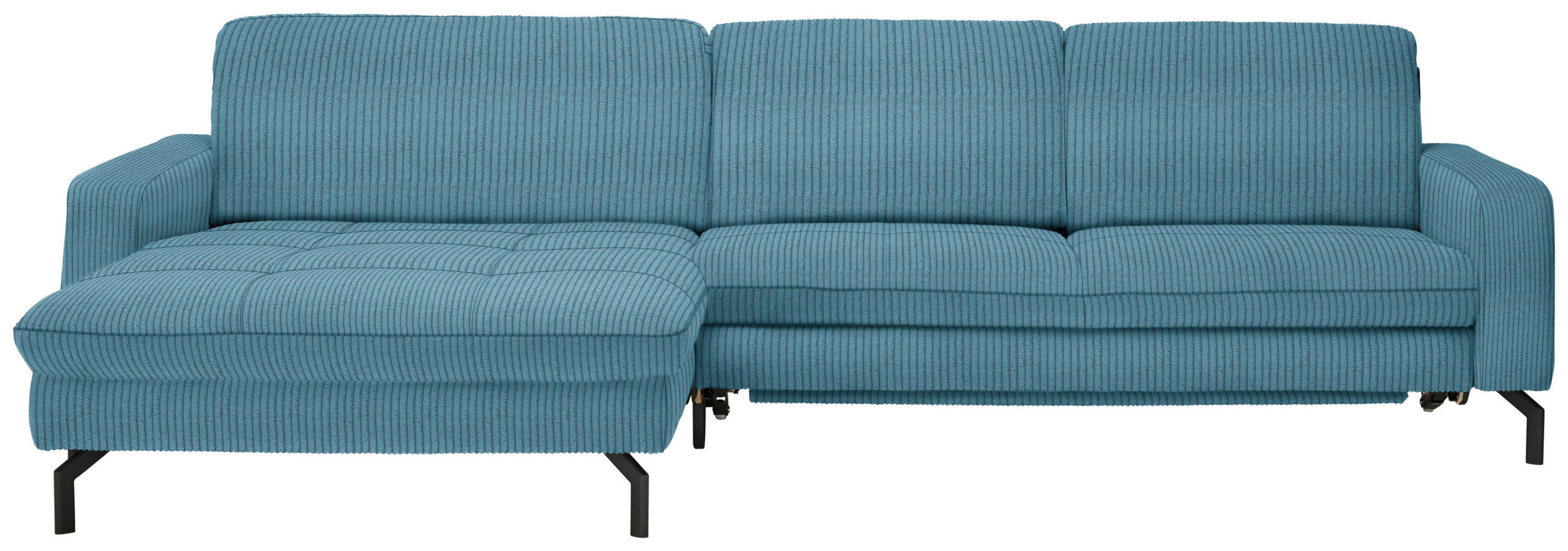 ECKSOFA in Cord Petrol  - Petrol/Schwarz, Design, Textil/Metall (178/302cm) - Beldomo Style