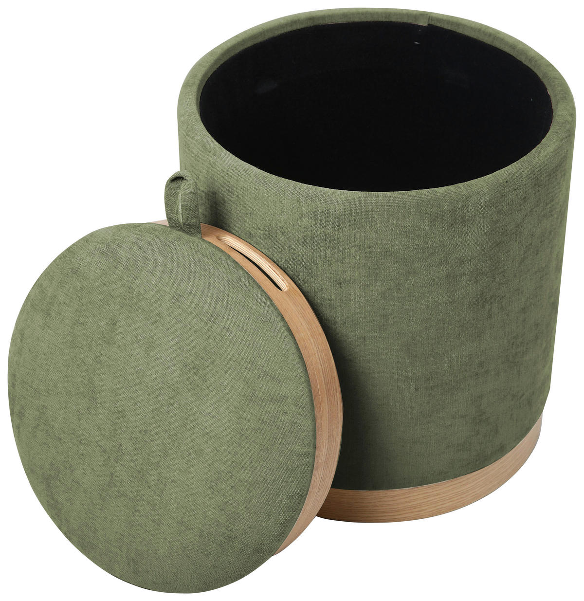 HOCKER Vliesstoff, Leinenoptik Grün  - Eichefarben/Grün, Basics, Textil/Metall (39/44/39cm) - Xora