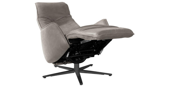 RELAXSESSEL in Leder Graubraun - Anthrazit/Graubraun, Design, Leder/Metall (71/114/84cm) - Johann Jakob