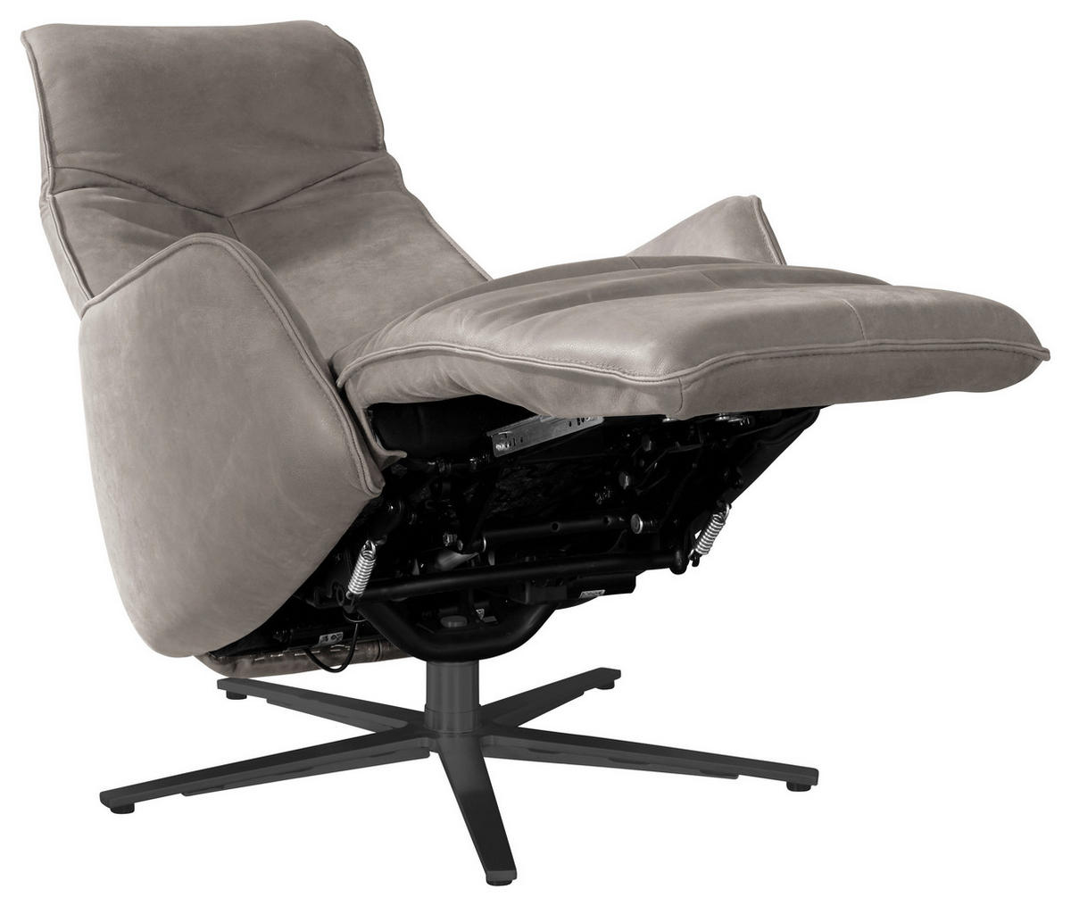 RELAXSESSEL in Leder Graubraun  - Anthrazit/Graubraun, Design, Leder/Metall (71/114/84cm) - Johann Jakob