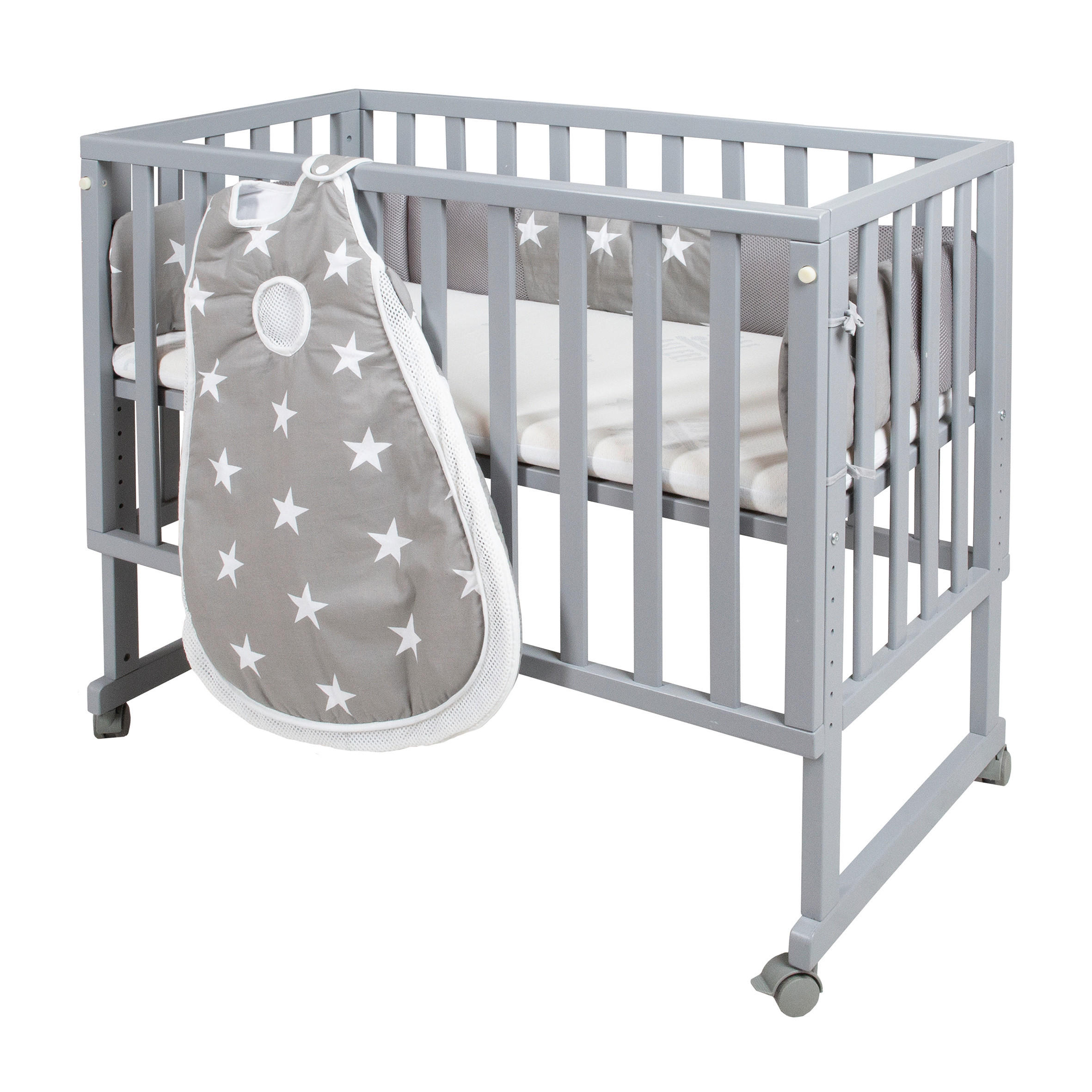 BEISTELLBETT Stubenbett 3 in 1 Little Stars  - Taupe/Grau, Basics, Holzwerkstoff/Kunststoff (49,5/85,5/90cm) - Roba