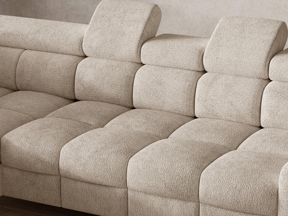 ECKSOFA BUN in Bouclé Beige  - Elfenbein/Beige, Design, Holz/Textil (209/276cm) - MID.YOU
