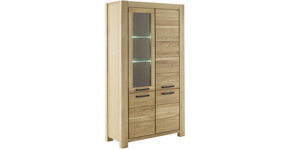 VITRINE in massiv Wildeiche Wildeiche - Wildeiche/Schwarz, Natur, Glas/Holz (109/199/45cm) - Carryhome