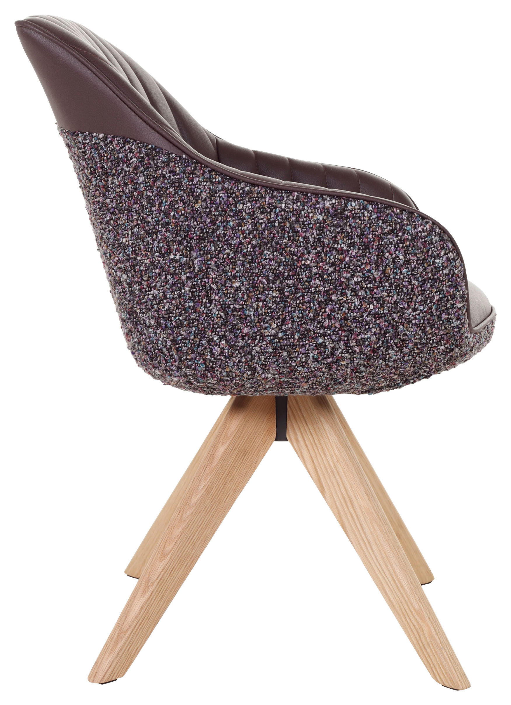 Thumbnail - home24 Armlehnstuhl, Lila, Eiche, Textil, Eiche, massiv, konisch, Drehkreuz, 60x83x65 cm, Sitzfläche 360° drehbar, autom...