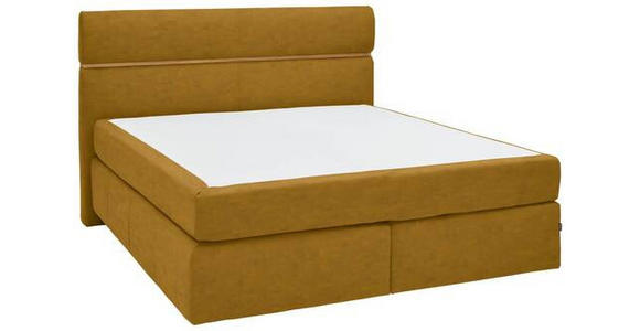 BOXSPRINGBETT 180/200 cm  in Eichefarben, Currygelb  - Currygelb/Eichefarben, KONVENTIONELL, Holz/Kunststoff (180/200cm) - Dieter Knoll