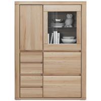 HIGHBOARD Alteiche  98,4/139,6/37,7 cm  - Alteiche/Grau, Konventionell, Glas/Holz (98,4/139,6/37,7cm) - Voleo