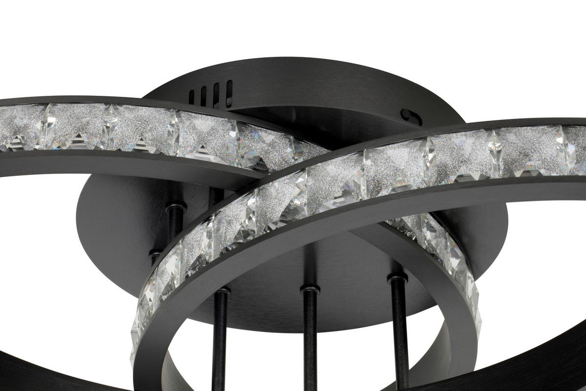 LED-DECKENLEUCHTE Elora 64/15 cm  - Schwarz, Design, Glas/Metall (64/15cm) - Novel