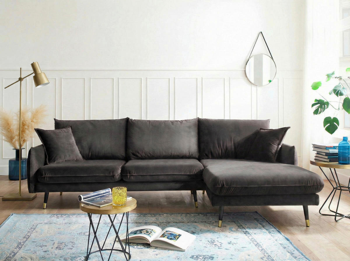 ECKSOFA Eckteil  ROSSANA-2S.REC Anthrazit  - Anthrazit, MODERN, Holz/Textil (258/160cm) - MID.YOU