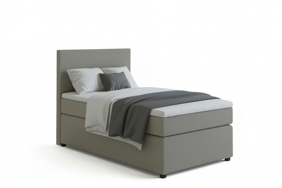 BOXSPRINGBETT 90/200 cm,  in Grau, Matratze, Topper, H3 = fest  - Schwarz/Grau, MODERN, Kunststoff/Textil (90/200cm) - MID.YOU
