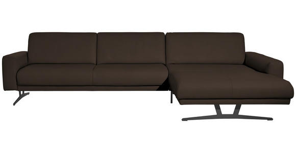 ECKSOFA Nova in Echtleder Dunkelbraun  324/179 cm  - Anthrazit/Dunkelbraun, KONVENTIONELL, Leder/Metall (324/179cm) - Johann Jakob