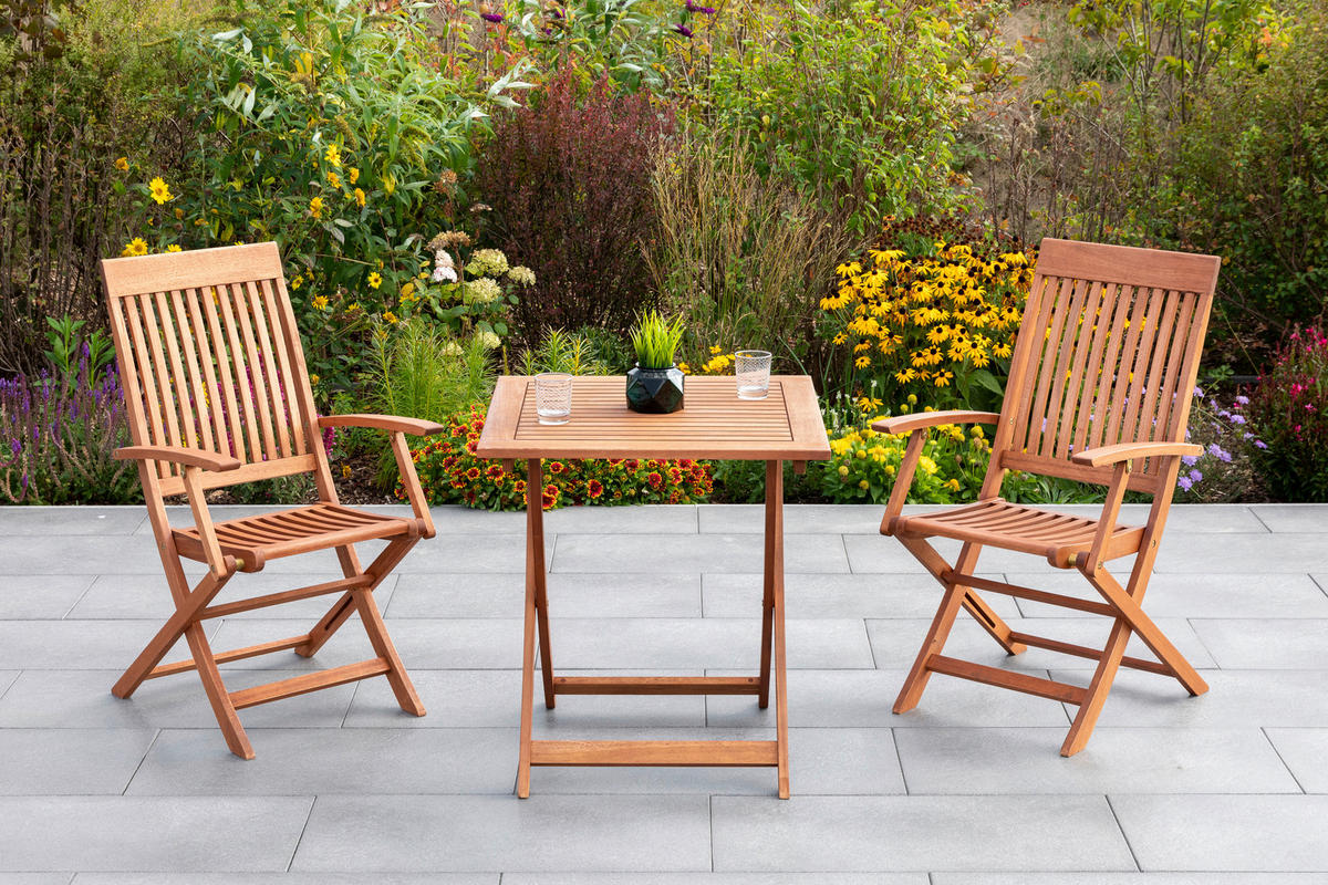 GARTENKLAPPSESSEL-SET Eukalyptusholz Naturfarben  - Naturfarben, KONVENTIONELL, Holz (55,5/101cm) - Gardenson