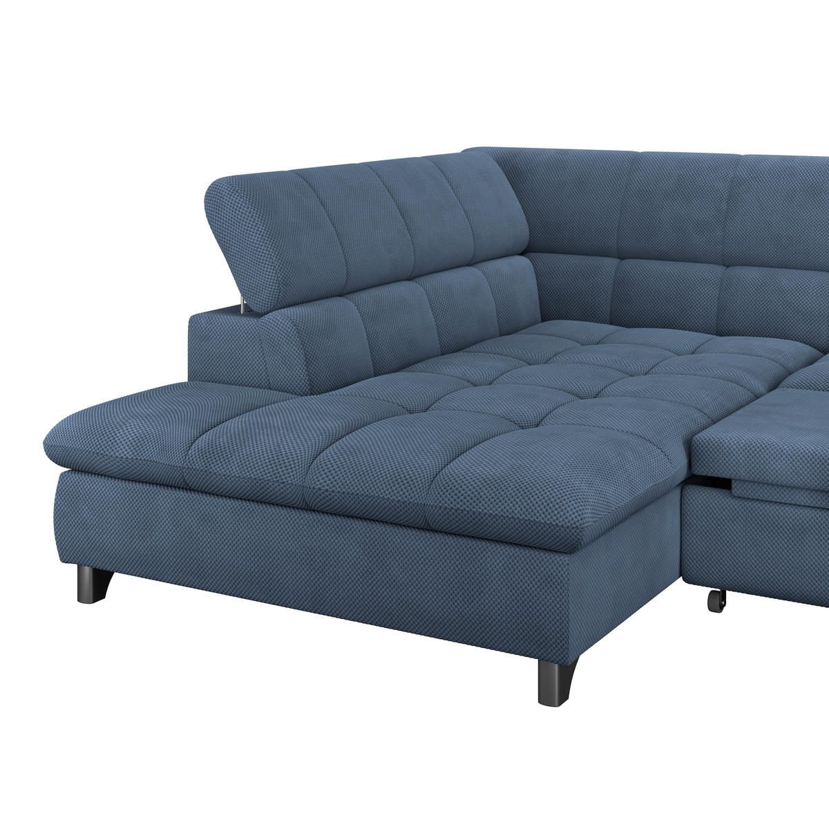 ECKSOFA Dunkelblau Chenille  - Chromfarben/Dunkelblau, KONVENTIONELL, Textil/Metall (234/312cm) - Livetastic