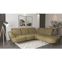 ECKSOFA DANCE E Olivgrün Chenille  - Schwarz/Olivgrün, MODERN, Textil/Metall (302/270cm) - Sit & More