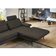 ECKSOFA in Echtleder Graubraun  310/180 cm  - Graubraun/Schwarz, Design, Leder/Metall (310/180cm) - Dieter Knoll